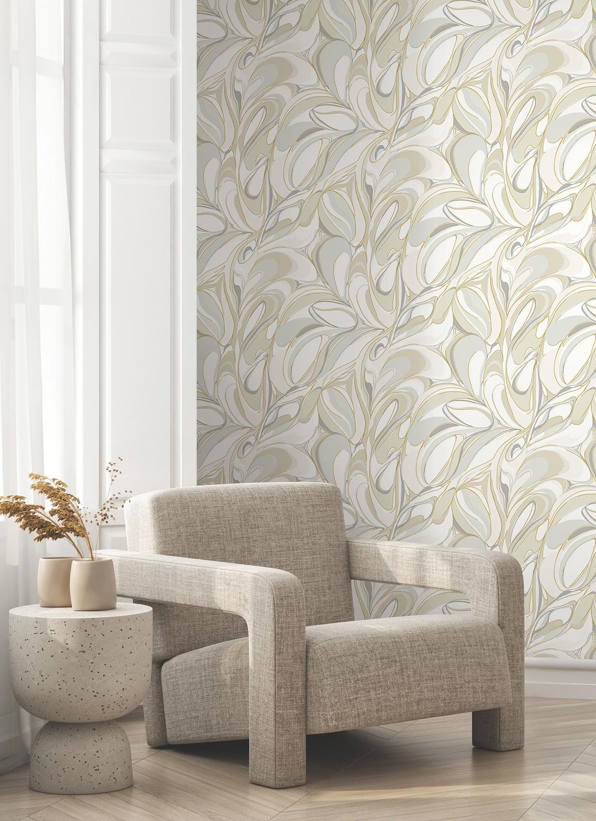 York Wallcoverings Achate Beige & Grey Wallpaper