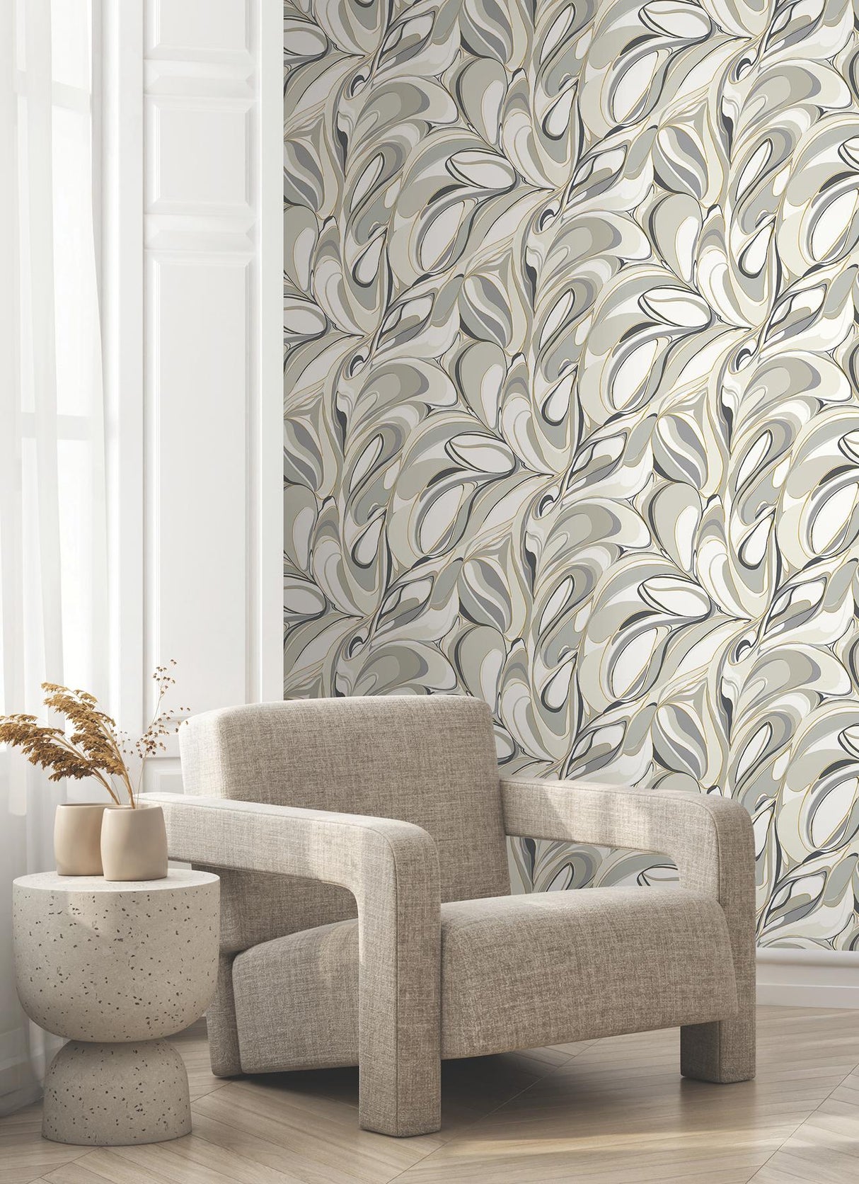 York Wallcoverings Achate Black & Grey Wallpaper