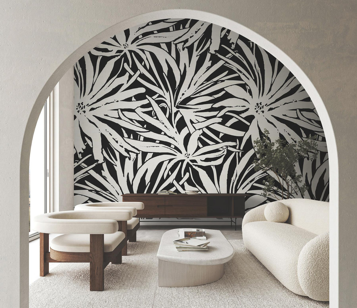York Wallcoverings Floral Canopy Black Wallpaper