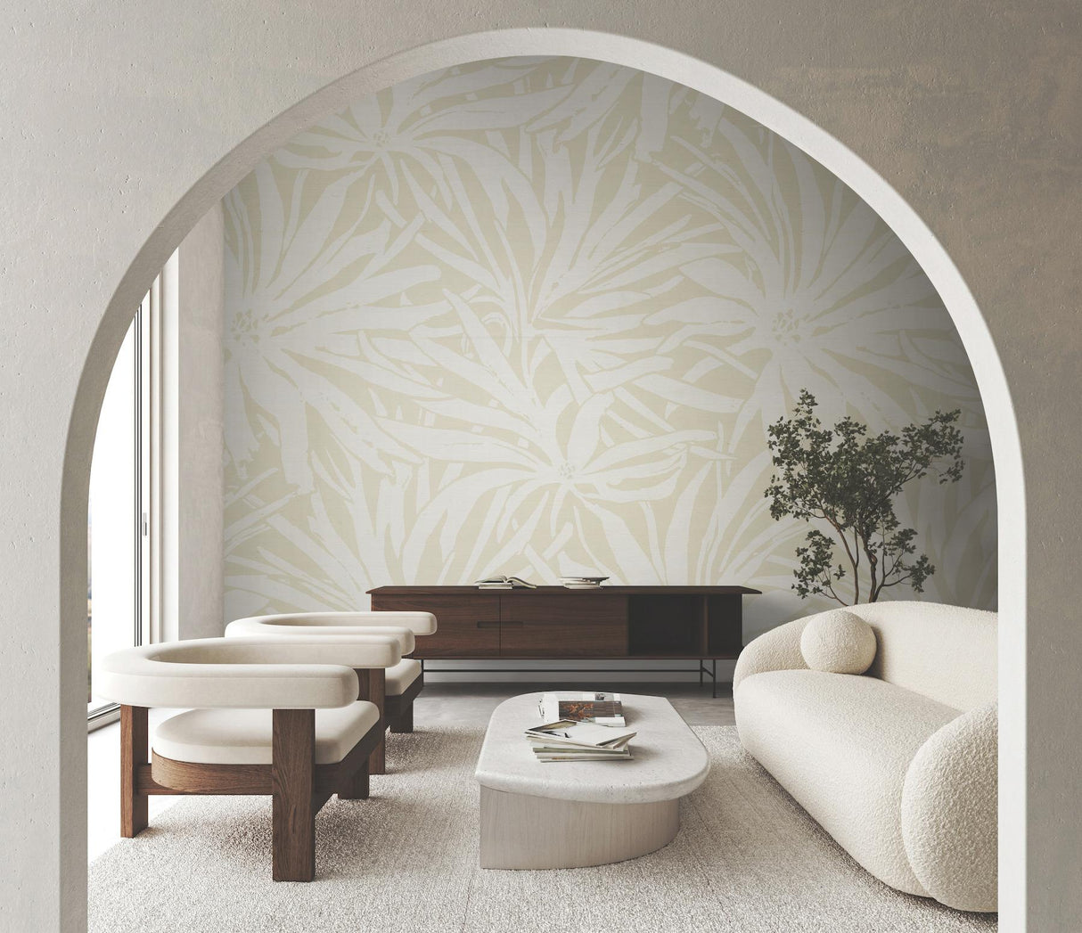 York Wallcoverings Floral Canopy Beige Wallpaper