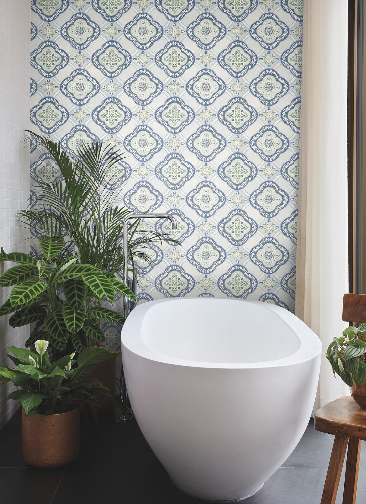 York Wallcoverings Garden Trellis Cobalt Wallpaper