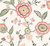 York Dahlia Blooms Off White & Pink Wallpaper