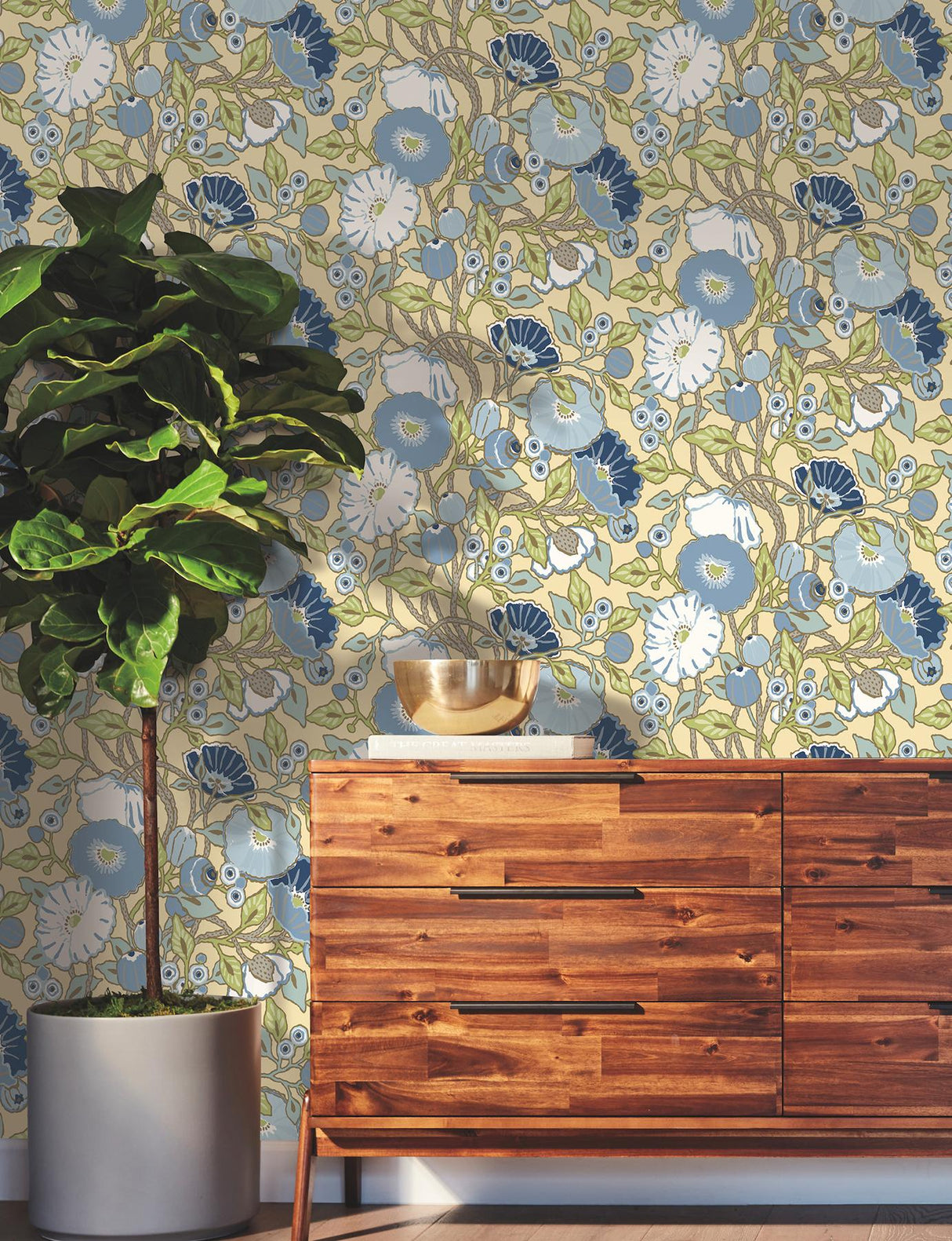 York Wallcoverings Vincent Poppies Sunflower Wallpaper