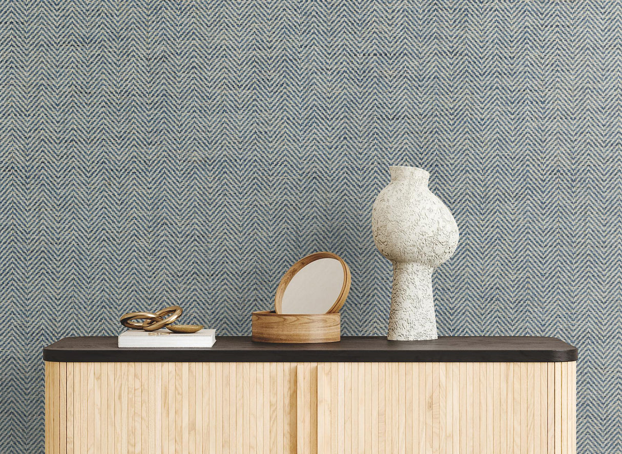 Ronald Redding Designs Tailored Weave Blue Wallpaper