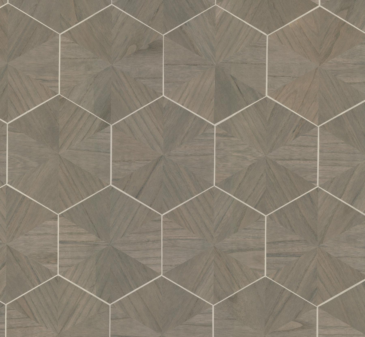 Ronald Redding Designs Hexagram Wood Veneer Caper Wallpaper