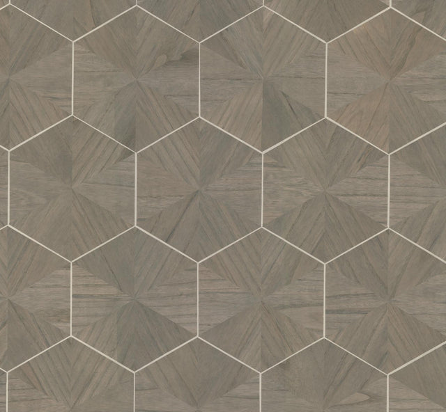 Ronald Redding Designs Hexagram Wood Veneer Caper Wallpaper