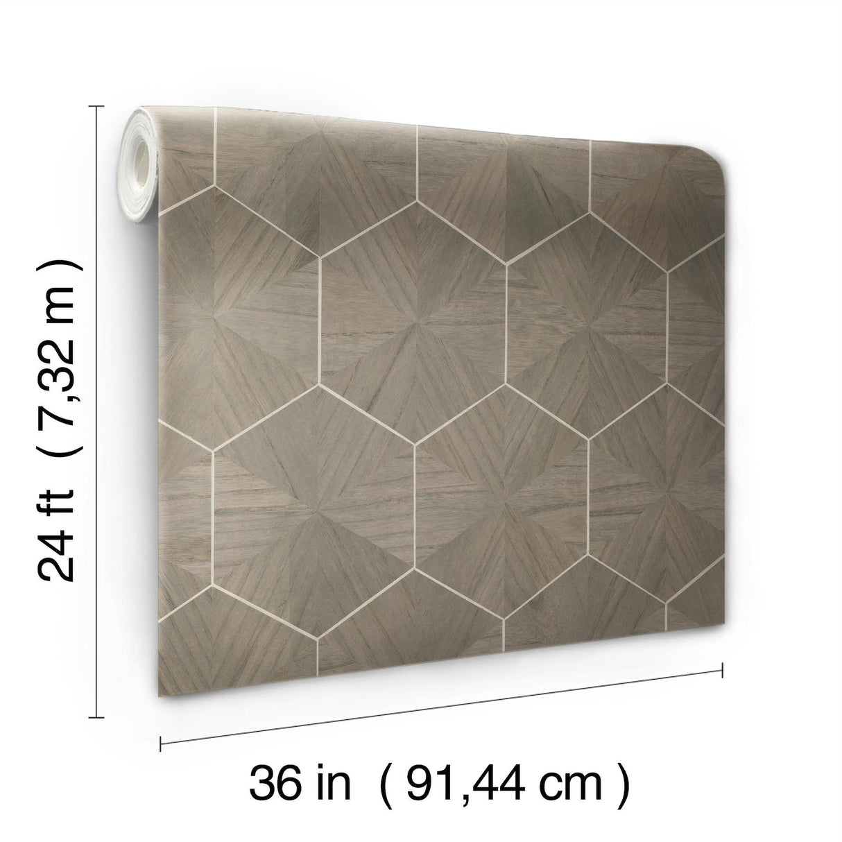Ronald Redding Designs Hexagram Wood Veneer Caper Wallpaper