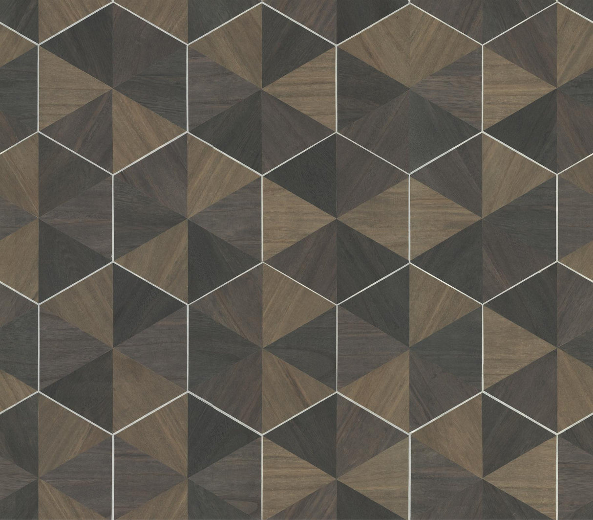 Ronald Redding Designs Hexagram Wood Veneer Smoke Wallpaper