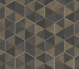 Ronald Redding Designs Hexagram Wood Veneer Smoke Wallpaper