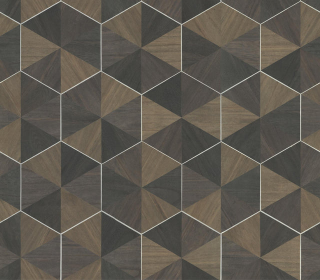 Ronald Redding Designs Hexagram Wood Veneer Smoke Wallpaper