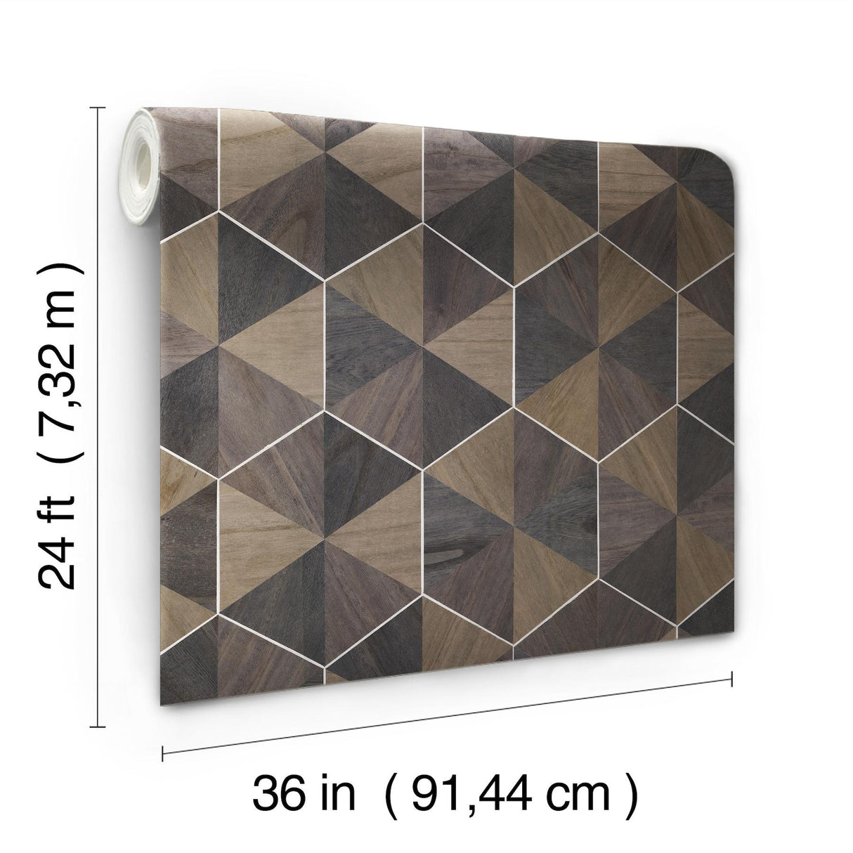 Ronald Redding Designs Hexagram Wood Veneer Smoke Wallpaper