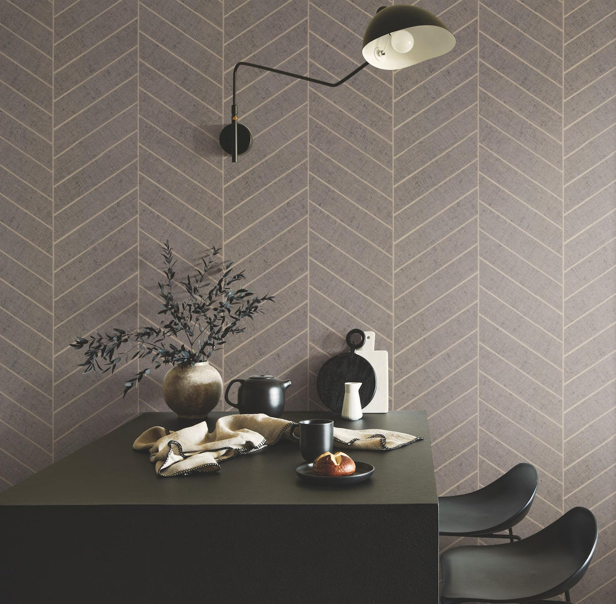 Ronald Redding Designs Atelier Herringbone Natural Grey Wallpaper