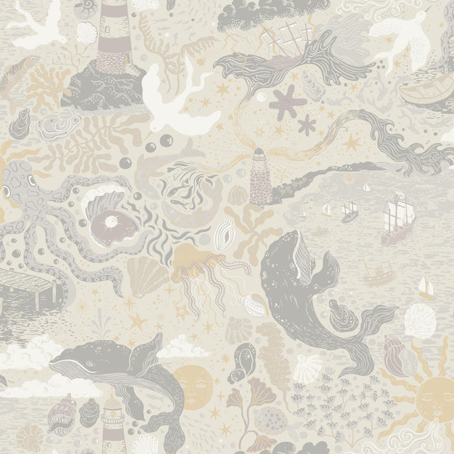 York Wallcoverings Havet Grey Wallpaper