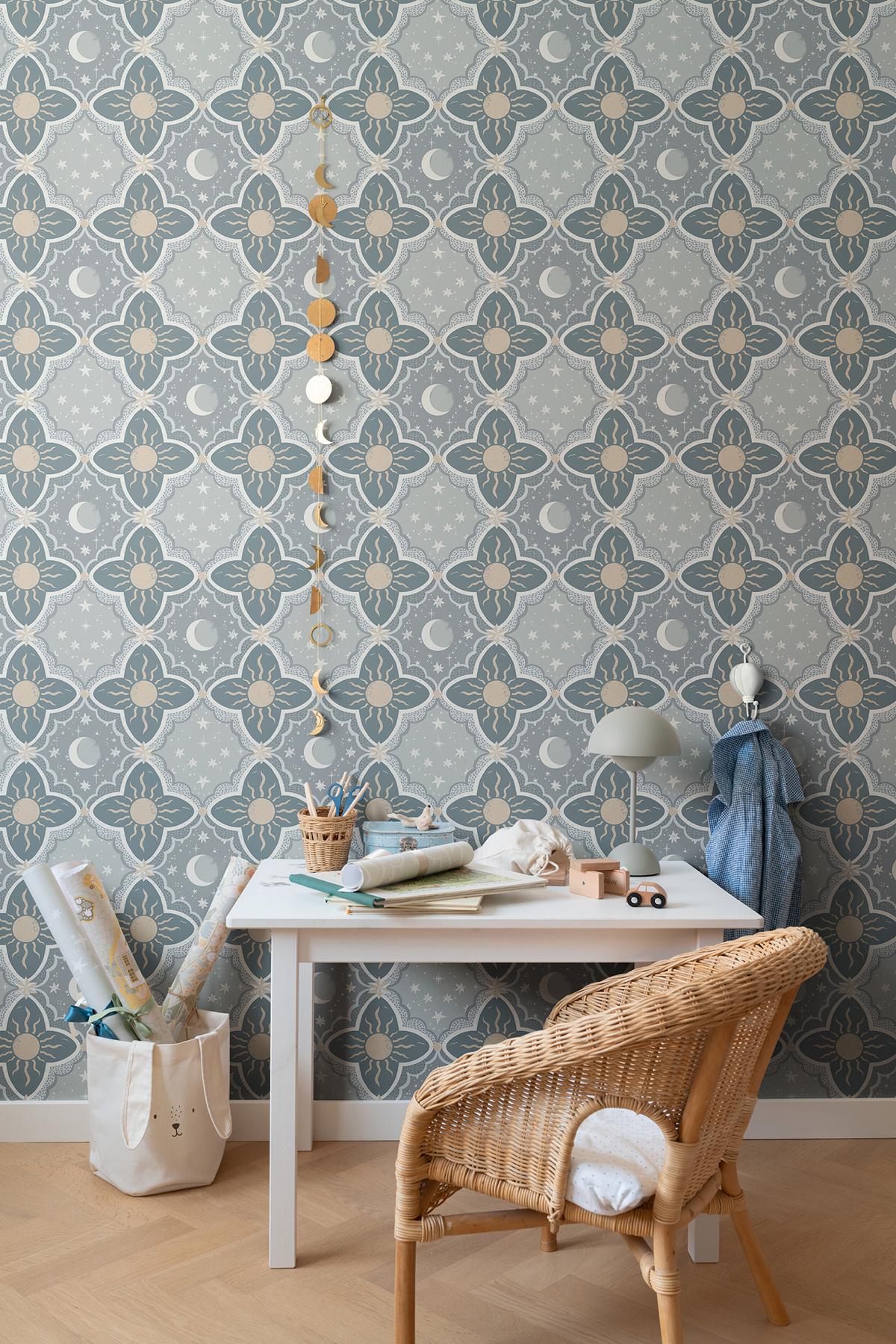 York Wallcoverings Sol & Mane Blue Wallpaper