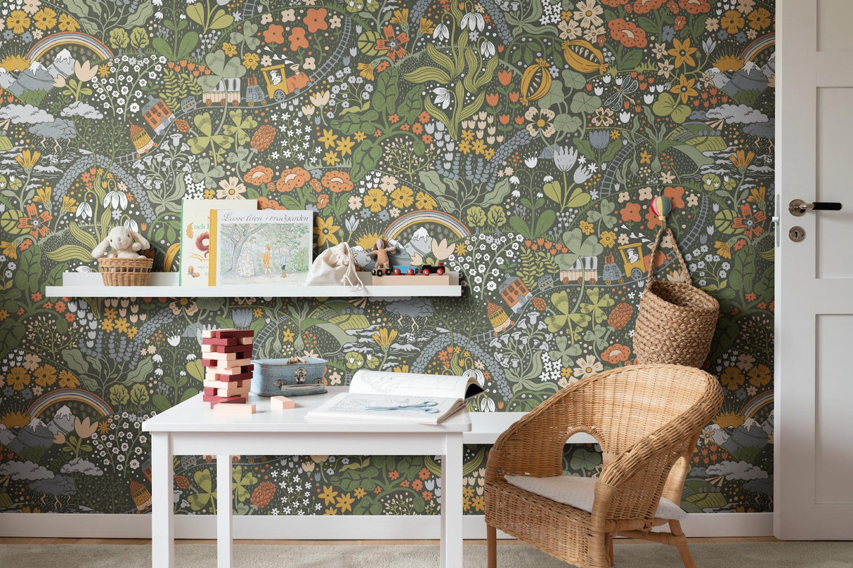 York Wallcoverings Taget Dark Green Wallpaper