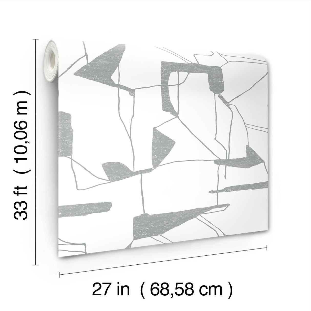 Antonina Vella Abstract Geo White & Silver Wallpaper