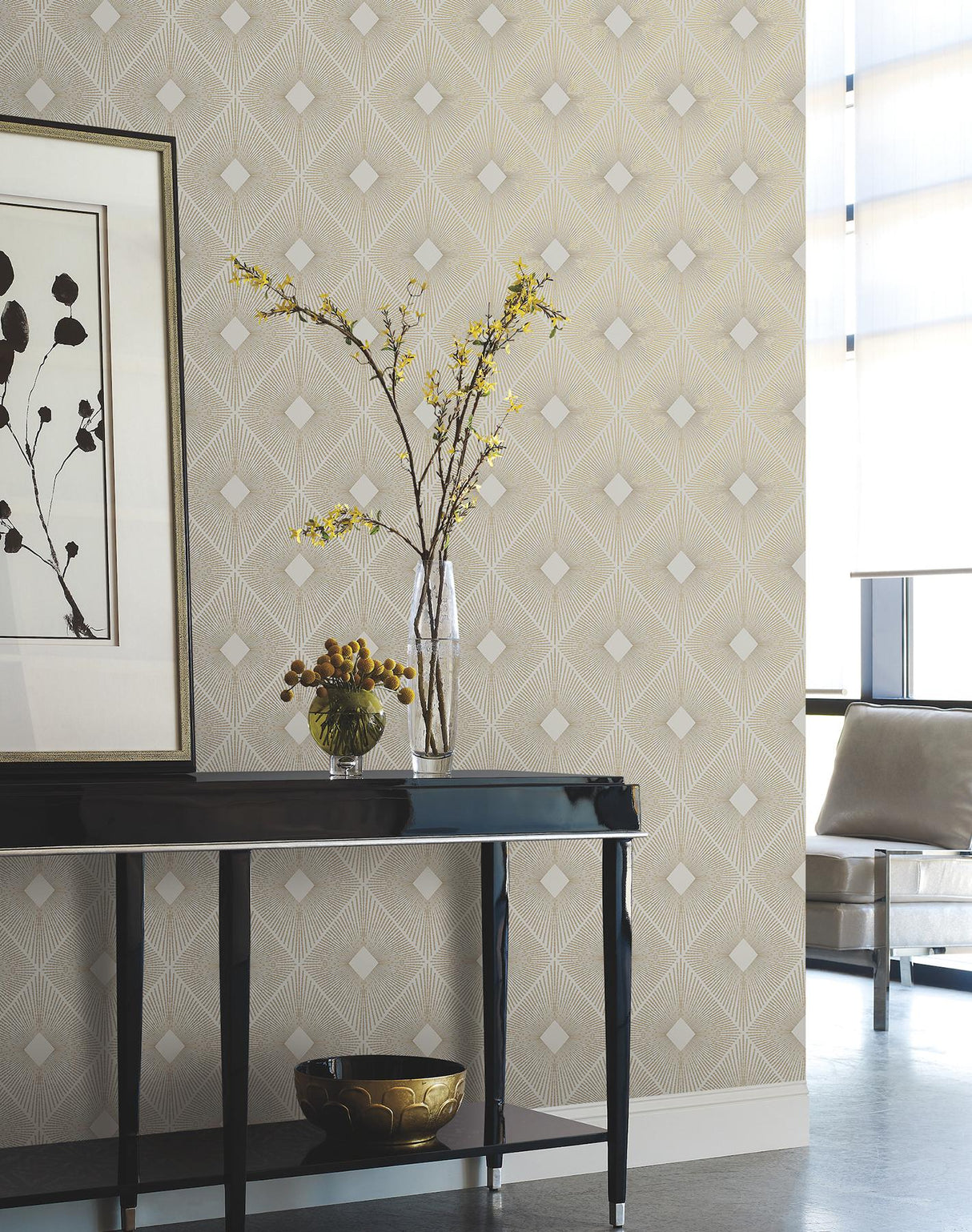Antonina Vella Harlowe Warm Grey & Gold Wallpaper