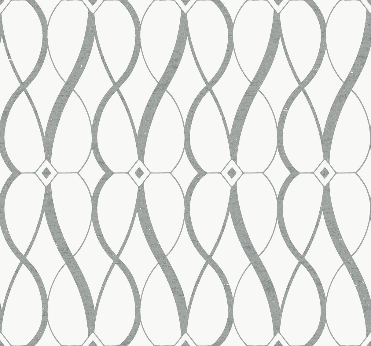 Antonina Vella Graceful Geo White & Silver Wallpaper