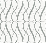 Antonina Vella Graceful Geo White & Silver Wallpaper