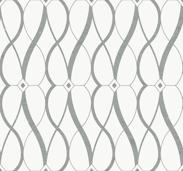 Antonina Vella Graceful Geo White & Silver Wallpaper