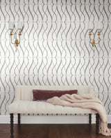 Antonina Vella Graceful Geo White & Silver Wallpaper