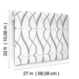 Antonina Vella Graceful Geo White & Silver Wallpaper