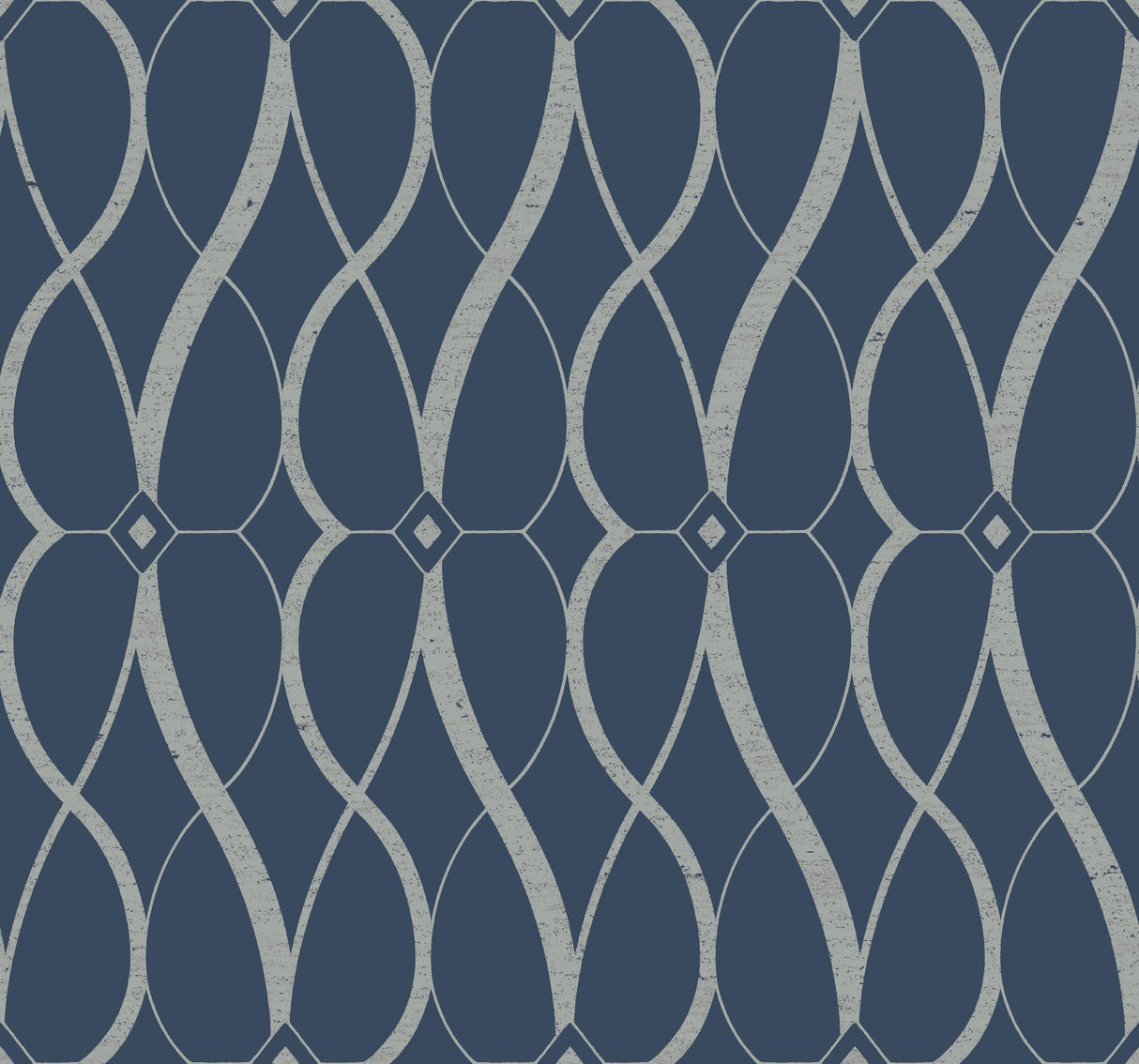 Antonina Vella Graceful Geo Navy & Silver Wallpaper