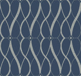 Antonina Vella Graceful Geo Navy & Silver Wallpaper