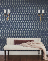 Antonina Vella Graceful Geo Navy & Silver Wallpaper
