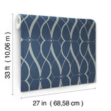 Antonina Vella Graceful Geo Navy & Silver Wallpaper
