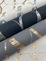 Antonina Vella Graceful Geo Navy & Silver Wallpaper