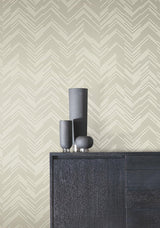 Antonina Vella Polished Chevron Cream & Gold Wallpaper