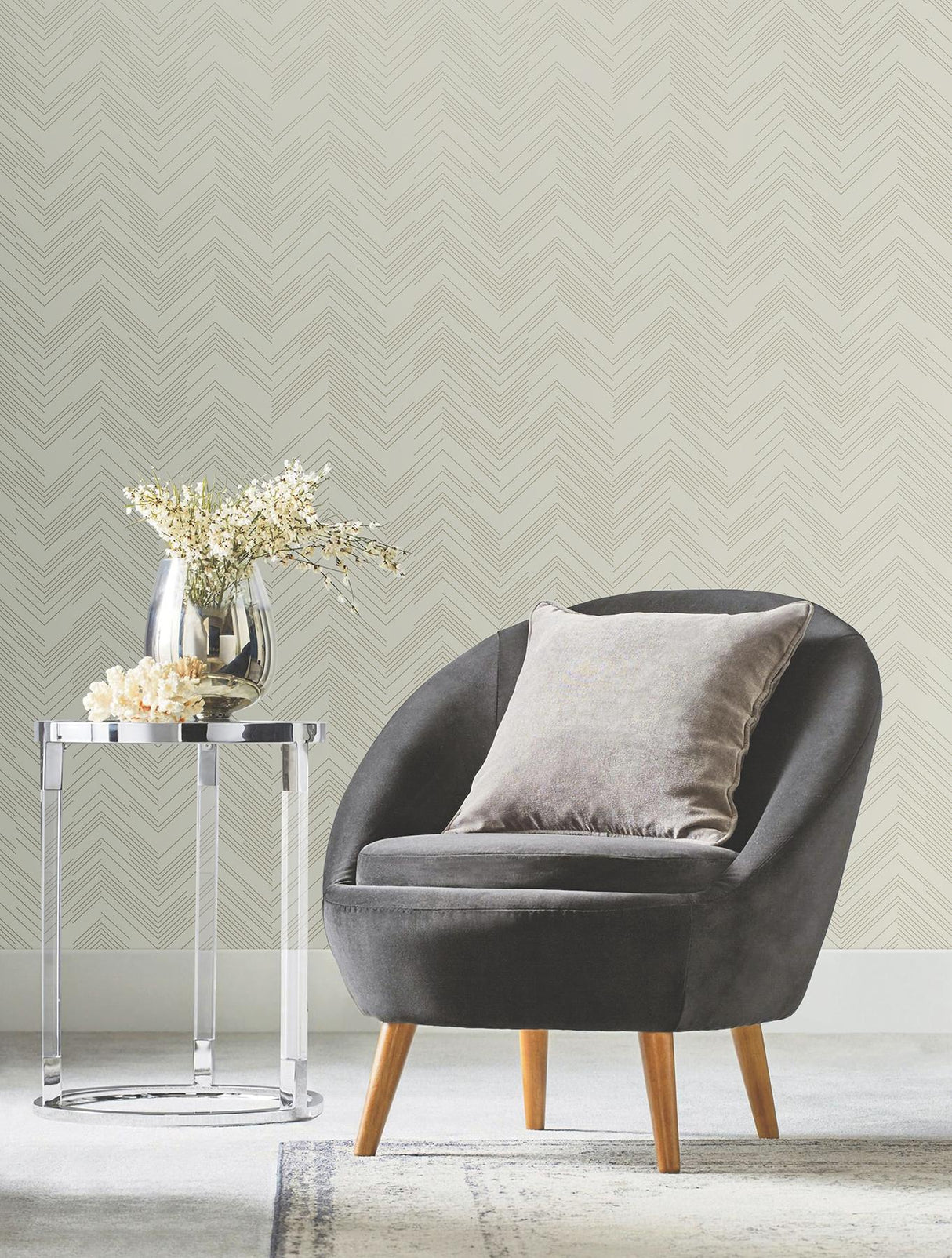 Antonina Vella Polished Chevron Cream & Gold Wallpaper