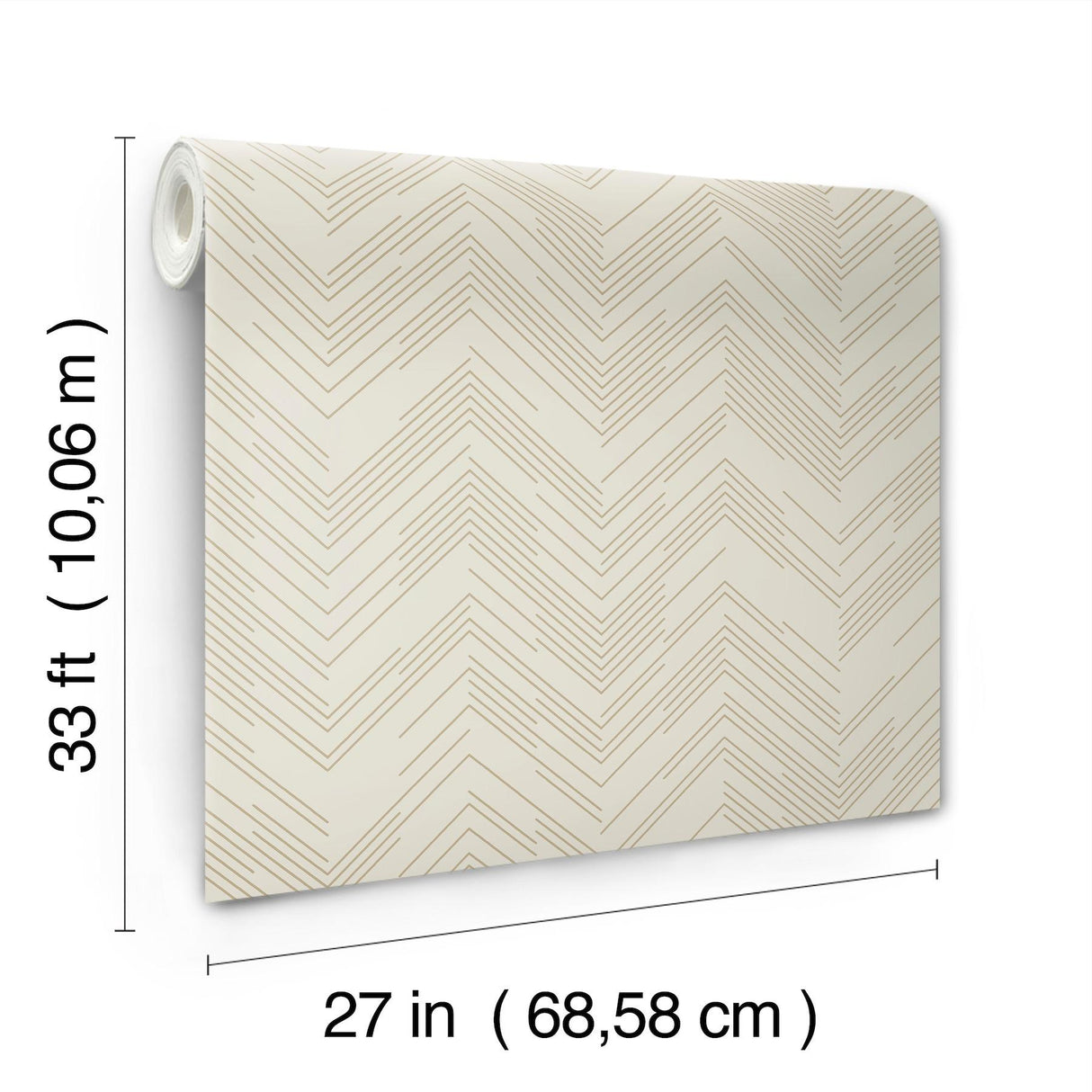 Antonina Vella Polished Chevron Cream & Gold Wallpaper