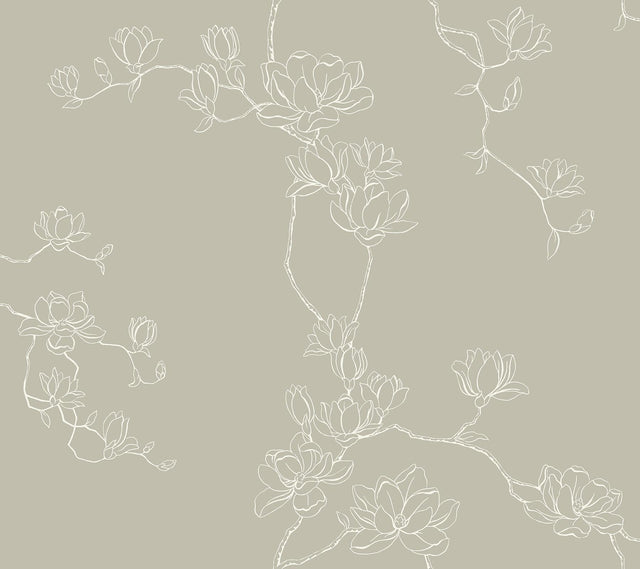 Magnolia Home Magnolia Branches Taupe Wallpaper