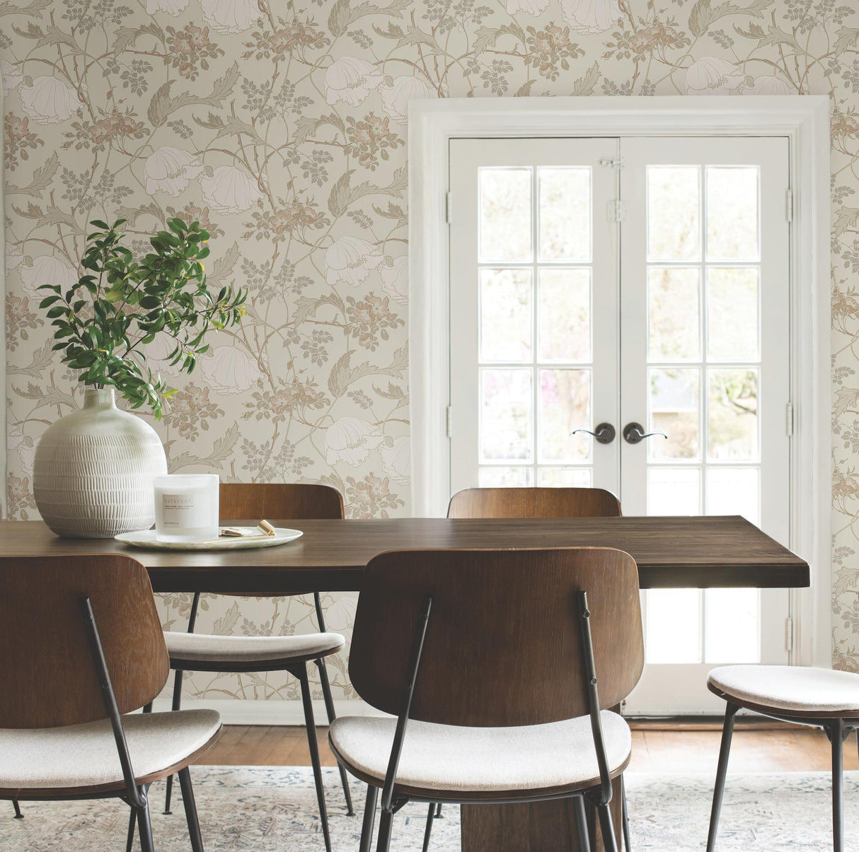 Magnolia Home Gwendolyn Neutral & Coral Wallpaper