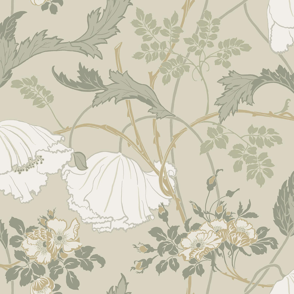Magnolia Home Gwendolyn Linen & Sage Wallpaper