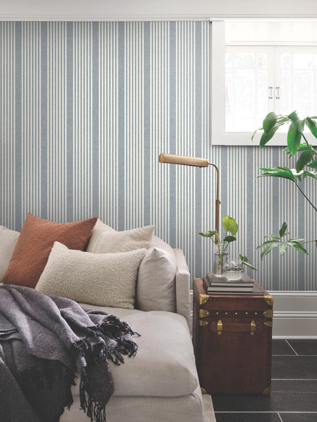 Magnolia Home French Linen Stripe Navy Wallpaper