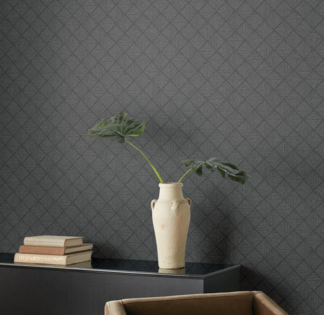Magnolia Home Center Square Charcoal Wallpaper
