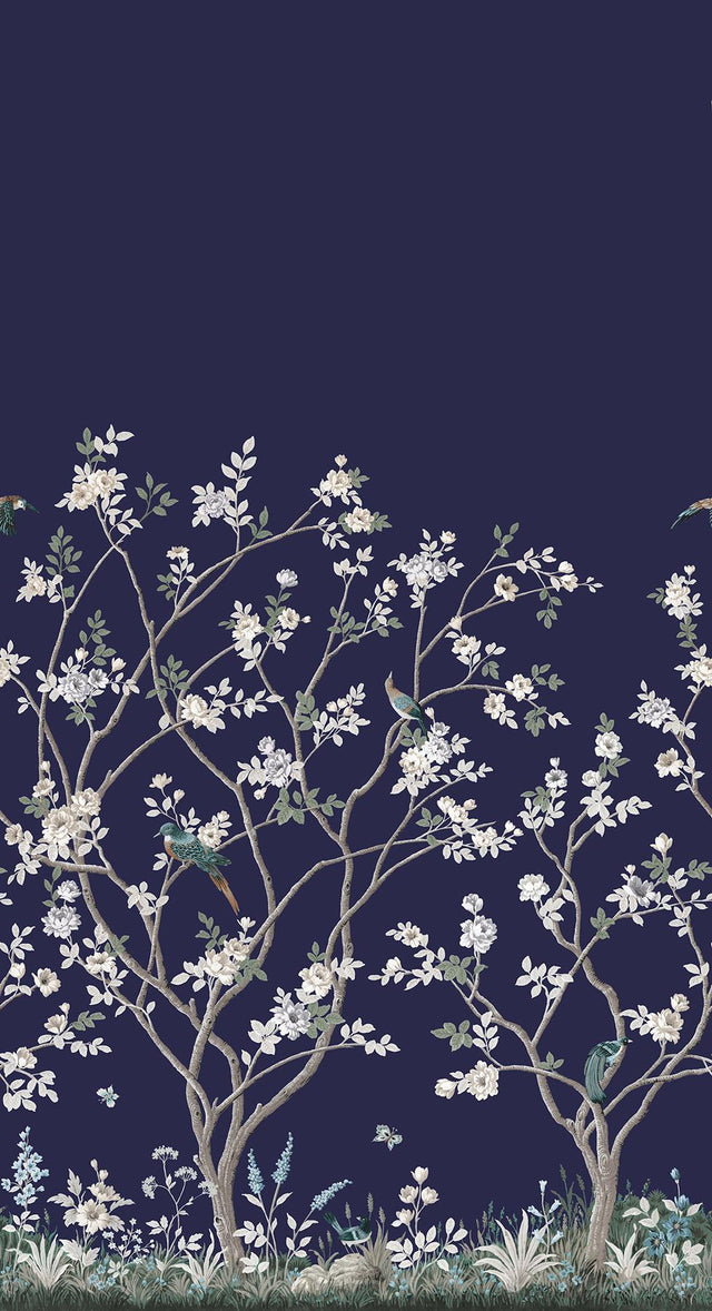 Ronald Redding Designs Lingering Garden Navy Wall Mural