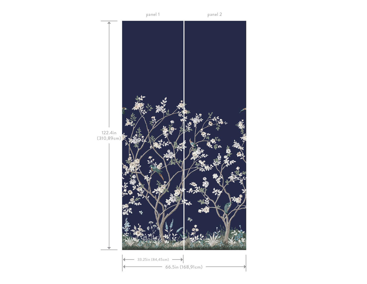 Ronald Redding Designs Lingering Garden Navy Wall Mural