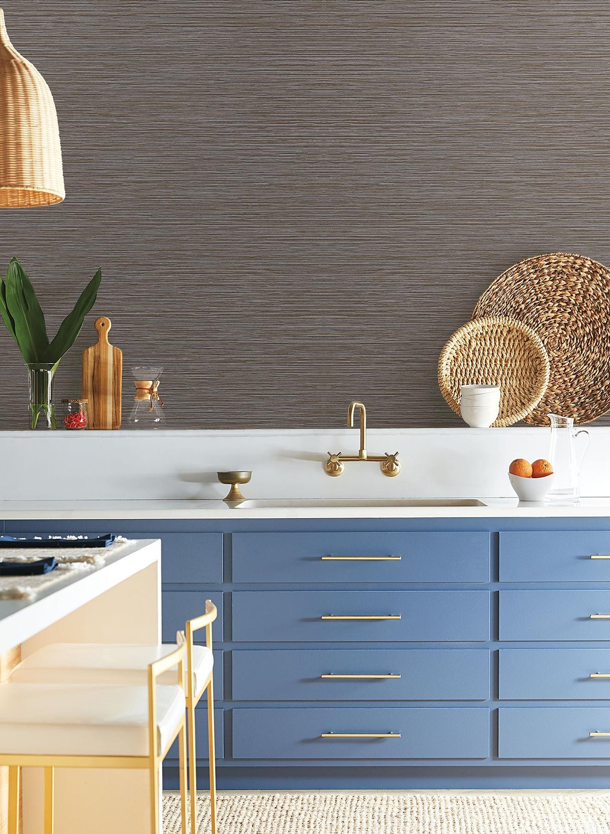 York Wallcoverings Grass Roots Brown Wallpaper