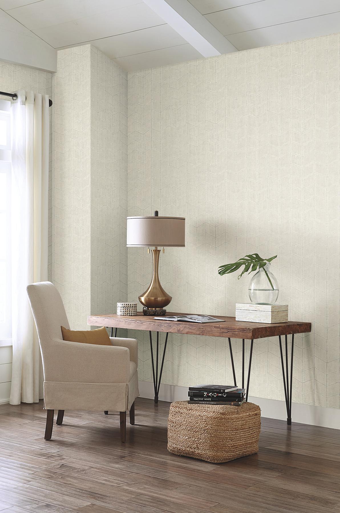 York Wallcoverings Flatiron Geometric Pearl Grey Wallpaper
