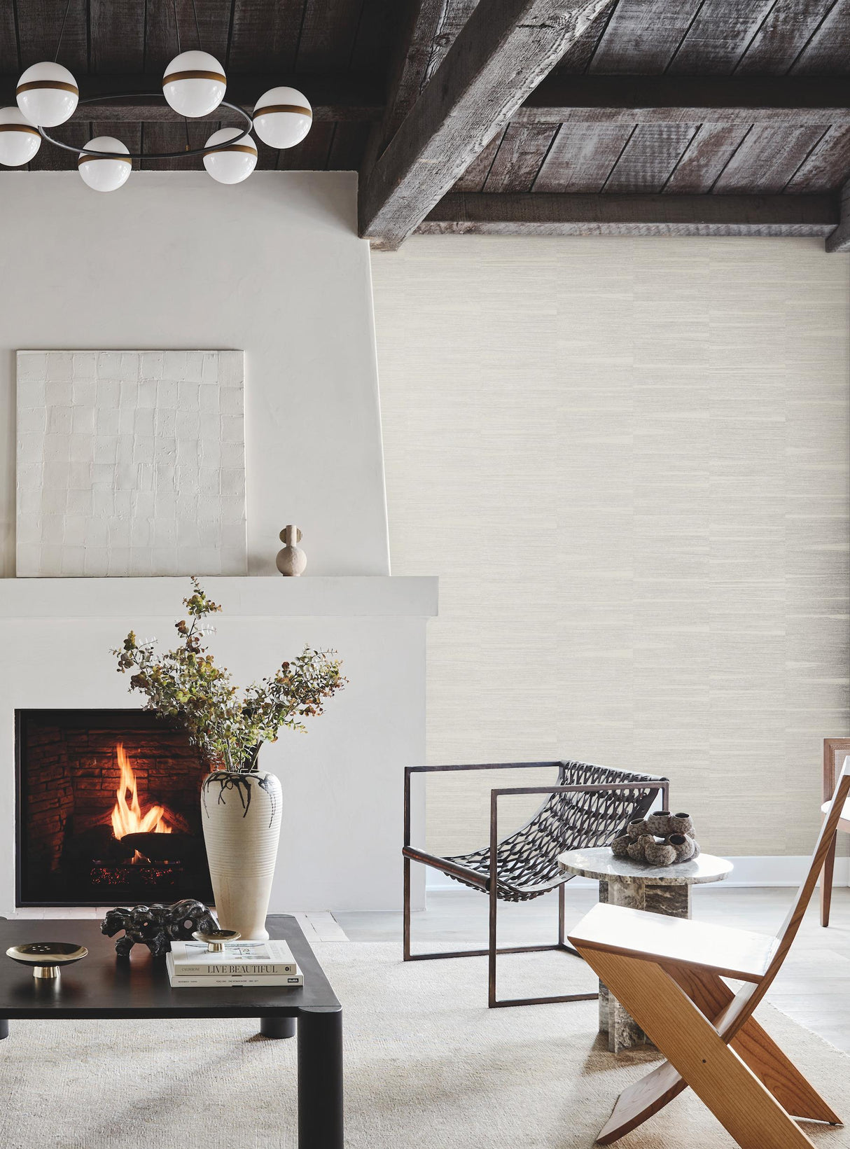 York Wallcoverings Line Stripe Putty Wallpaper