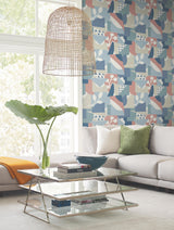 York Wallcoverings Cut Outs Blue Wallpaper