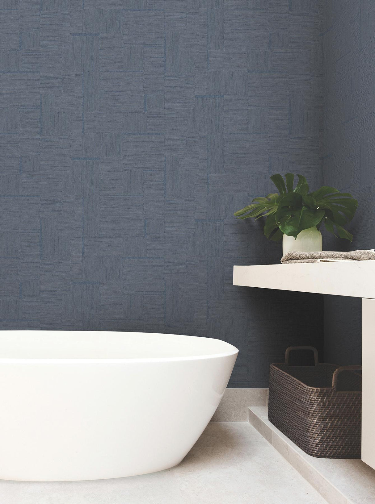 York Wallcoverings Contour Navy Wallpaper
