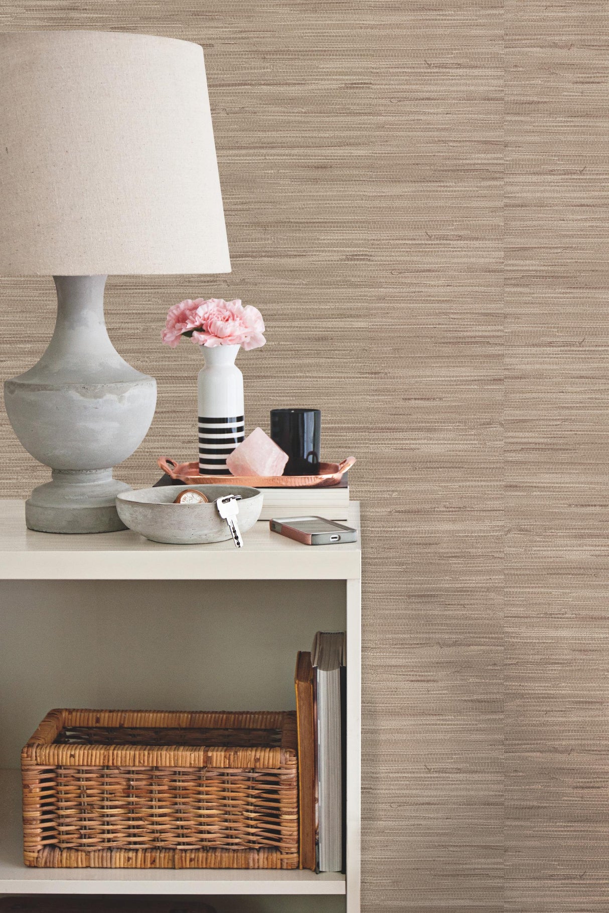 York Wallcoverings Lustrous Grasscloth Beige Wallpaper