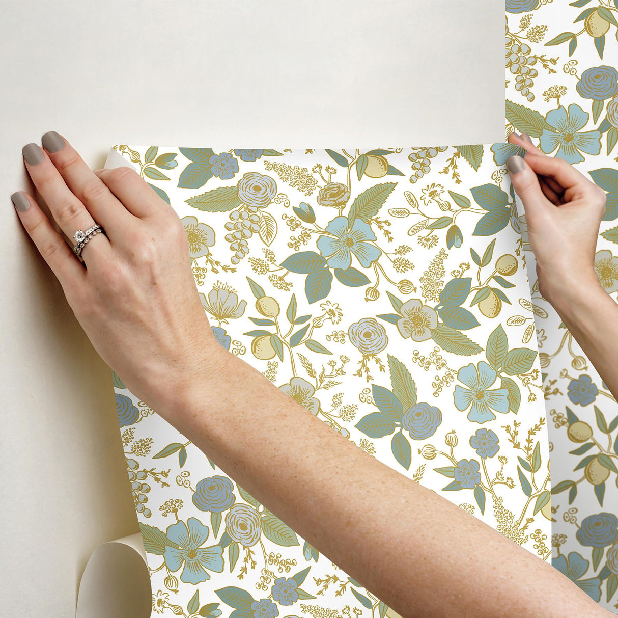 Rifle Paper Co. PSW1535RL Blue Multicolor Peel & Stick Wallpaper