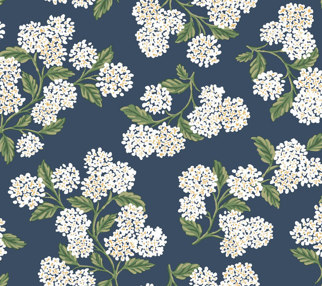 Rifle Paper Co. Hydrangea Navy & White Peel & Stick Wallpaper
