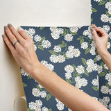 Rifle Paper Co. Hydrangea Navy & White Peel & Stick Wallpaper